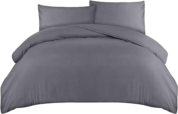 Utopia Bedding Duvet Cover Double – Soft Microfibre Polyester – Bedding Quilt Cover Set, with Pillow cases (Grey)