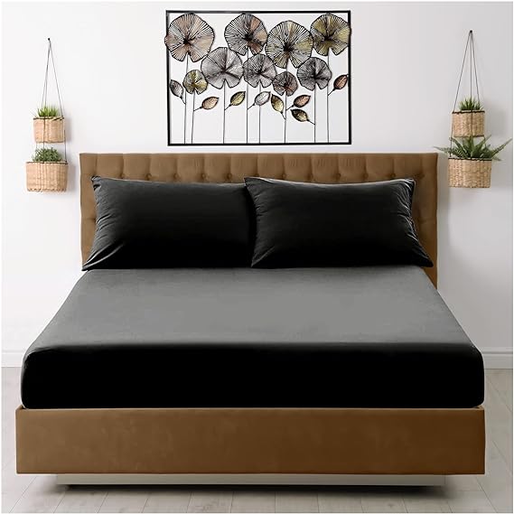 Fitted Sheet Single Bed – Black Bedding Sheet – Plain Dyed Microfiber Bedsheets