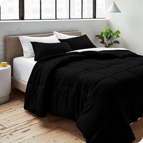 Bare Home Duvet Set – Double Size – Ultra-Soft – Goose Down Alternative – Premium 1800 Series – 6.4 TOG – All Season Warmth Quilt – Comforter Set (Double, Black)