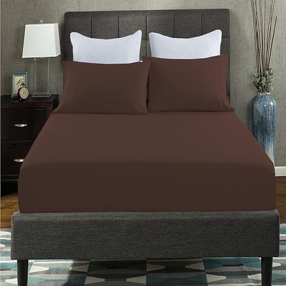 British Home Bedding Percale Extra Deep 16inch/40CM Fitted Sheet – Easycare Non iron and Anti Wrinkle Easy Iron Deep Fitted Sheet (Chocolate, Single)